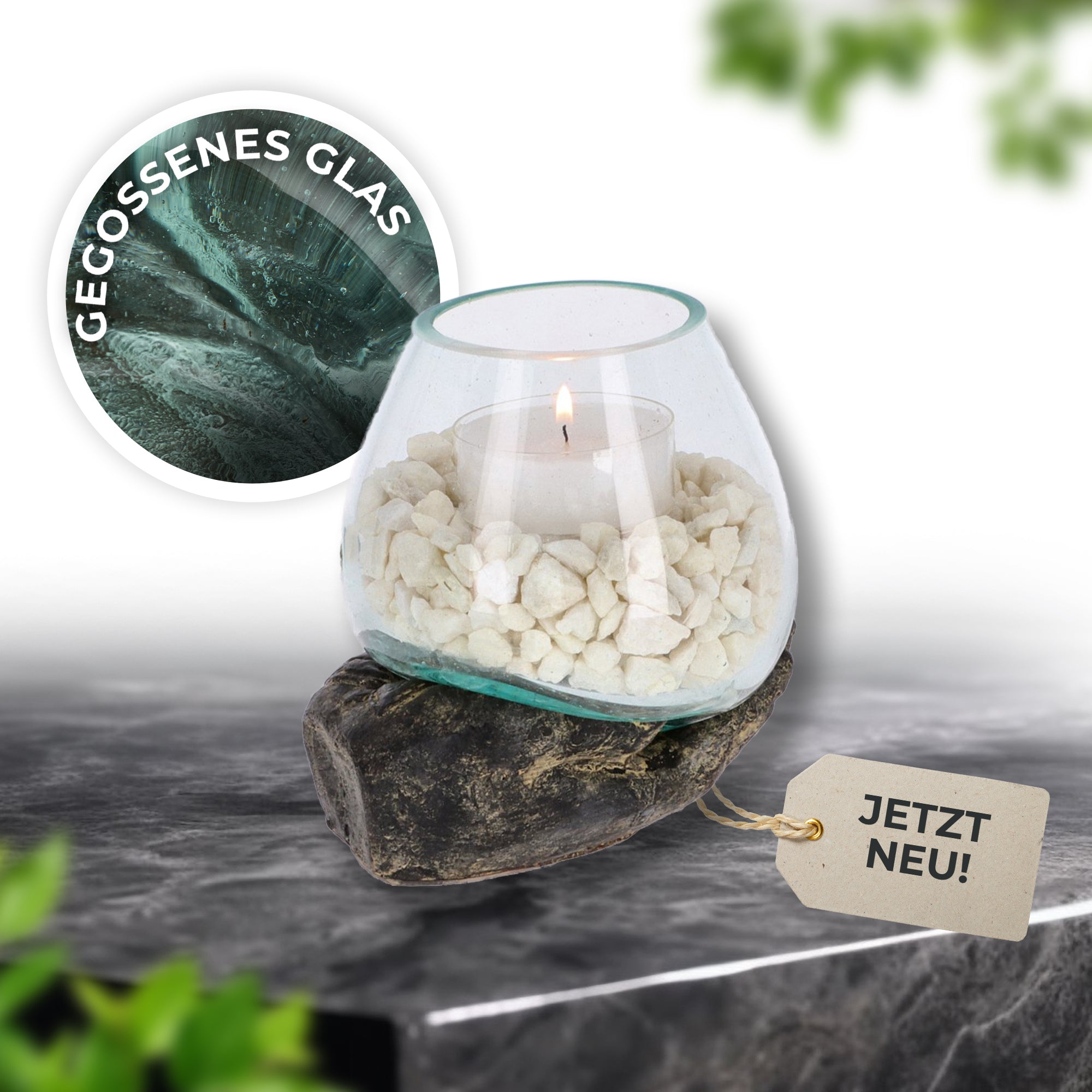 Handgefertigte Resin-Hand mit mundgeblasenem Glas – Spirituelle Deko, Teelichthalter & Meditationsobjekt