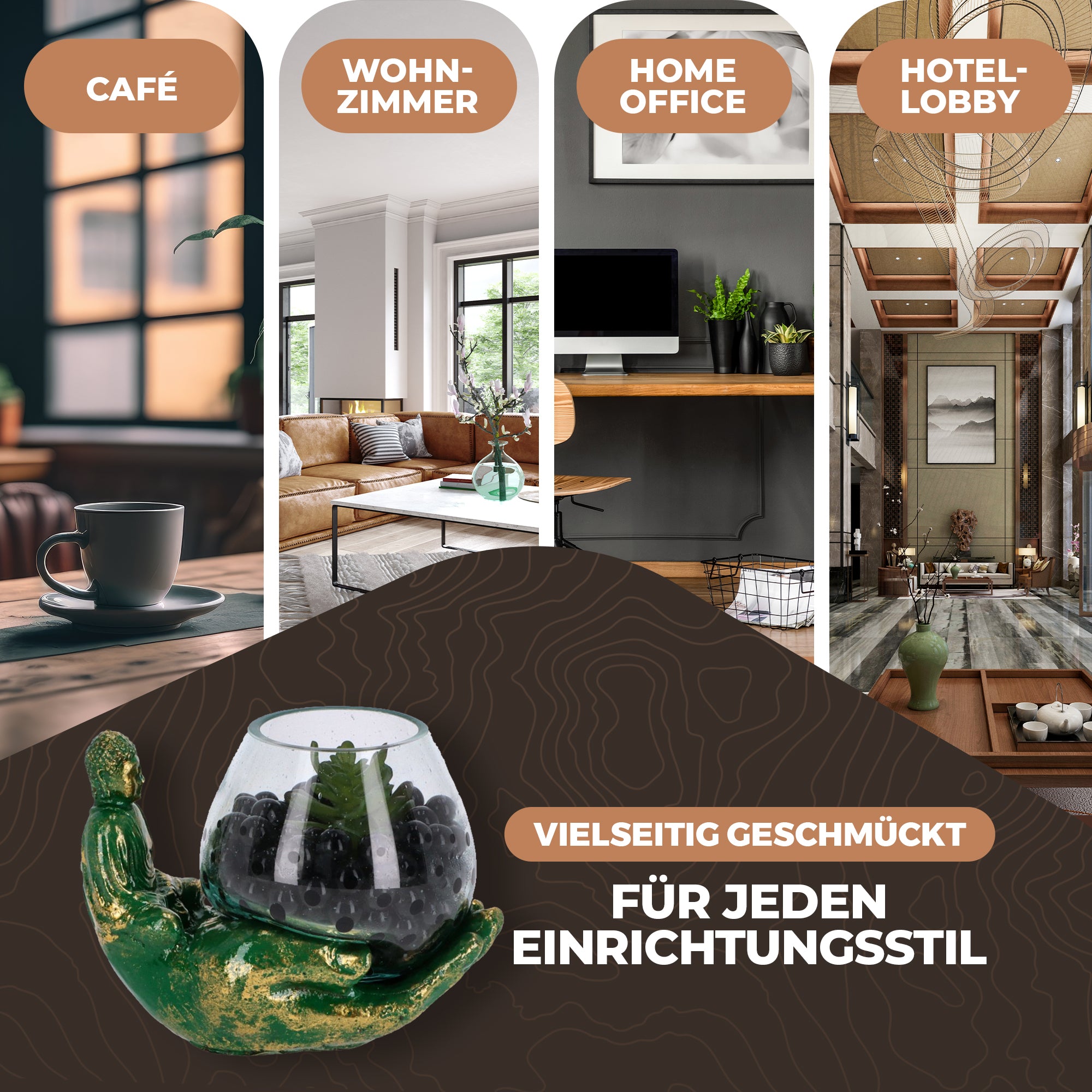 Handgefertigte Buddha-Hand mit mundgeblasenem Glas – Teelichthalter & Deko-Schale