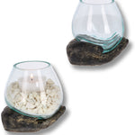 Handgefertigte Resin-Hand mit mundgeblasenem Glas – Spirituelle Deko, Teelichthalter & Meditationsobjekt