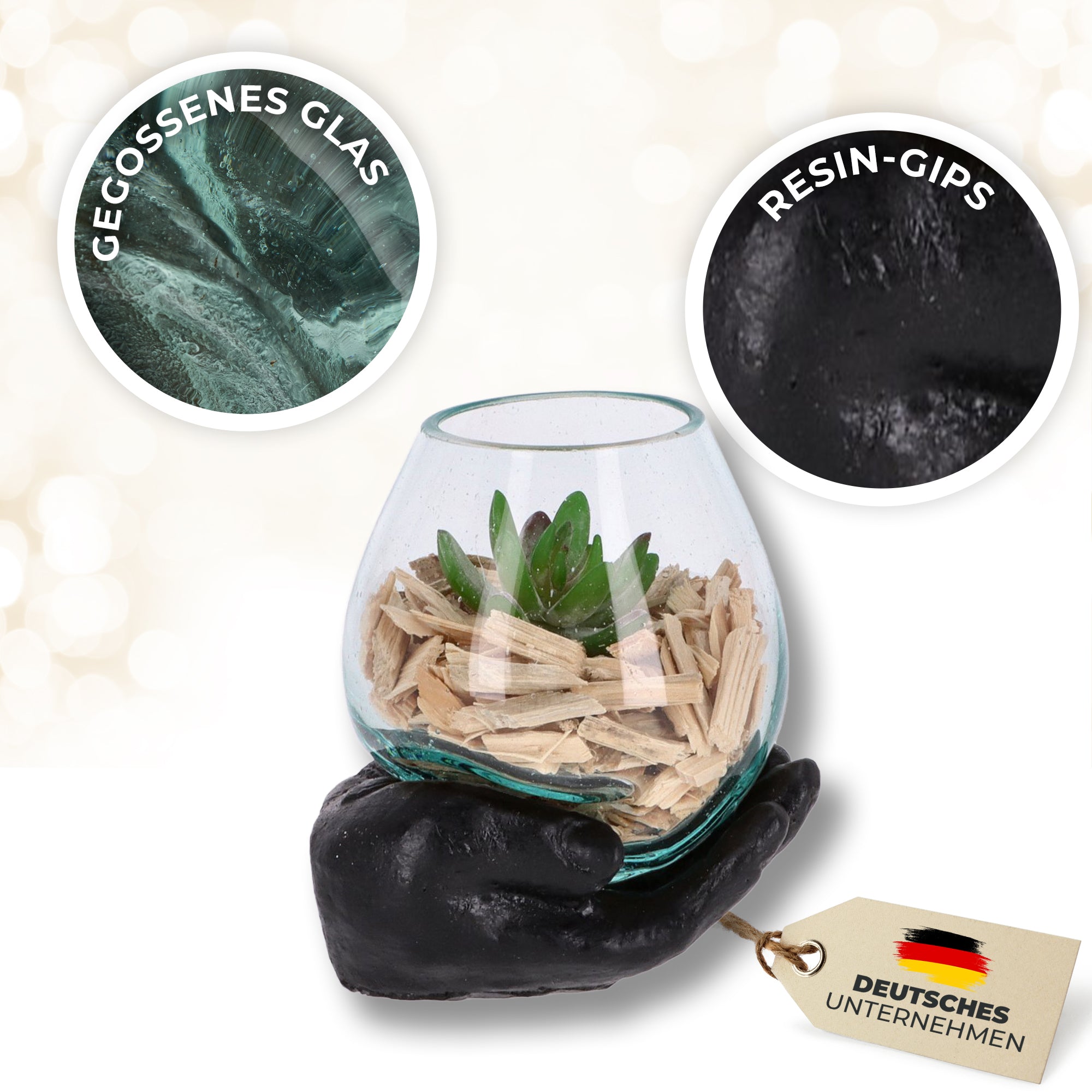 Handgefertigte Resin-Hand mit mundgeblasenem Glas – Spirituelle Deko, Teelichthalter & Meditationsobjekt (Kopie)