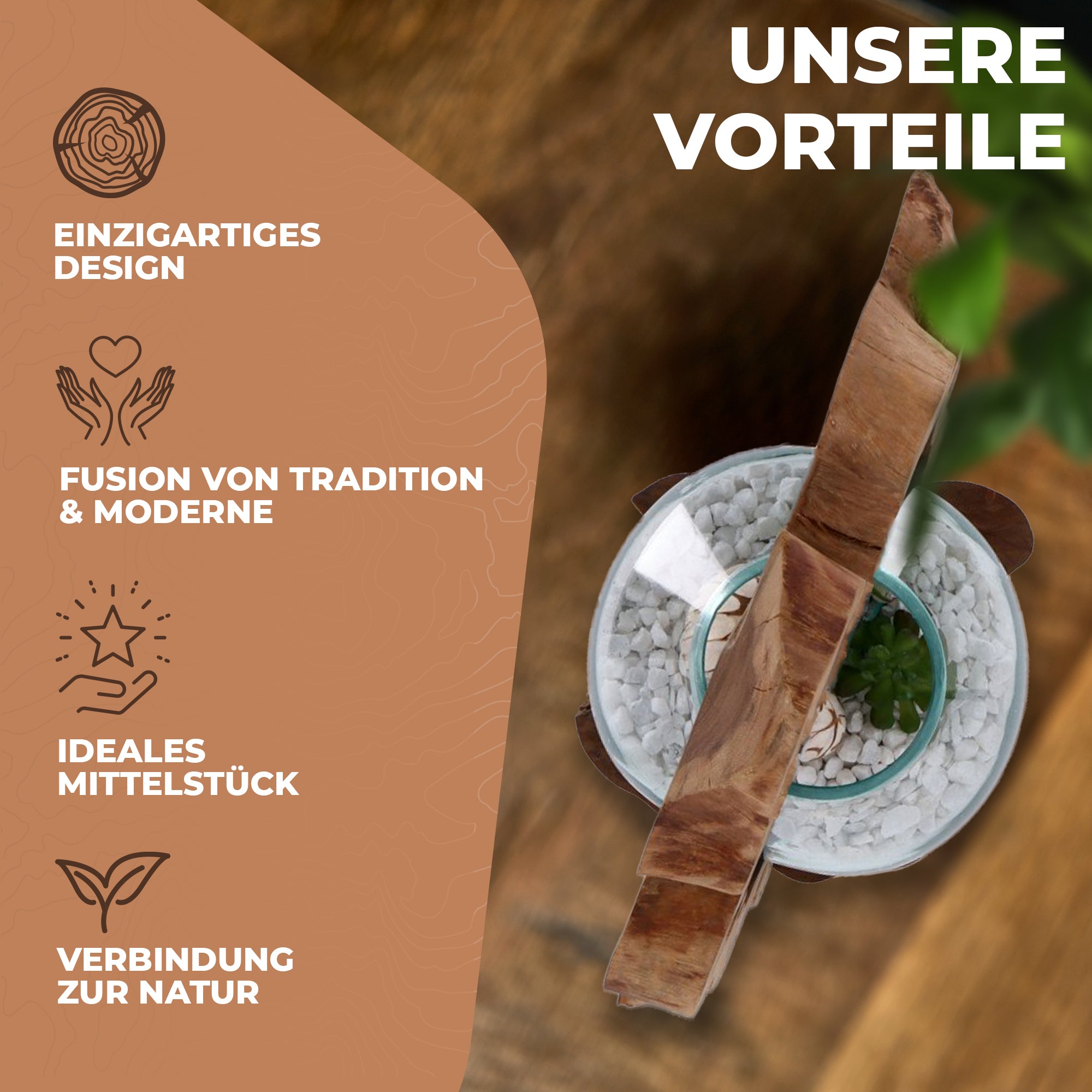 Handgefertigte Wurzelholz-Skulptur mit Glas – Natürliches Unikat als Wohnaccessoire