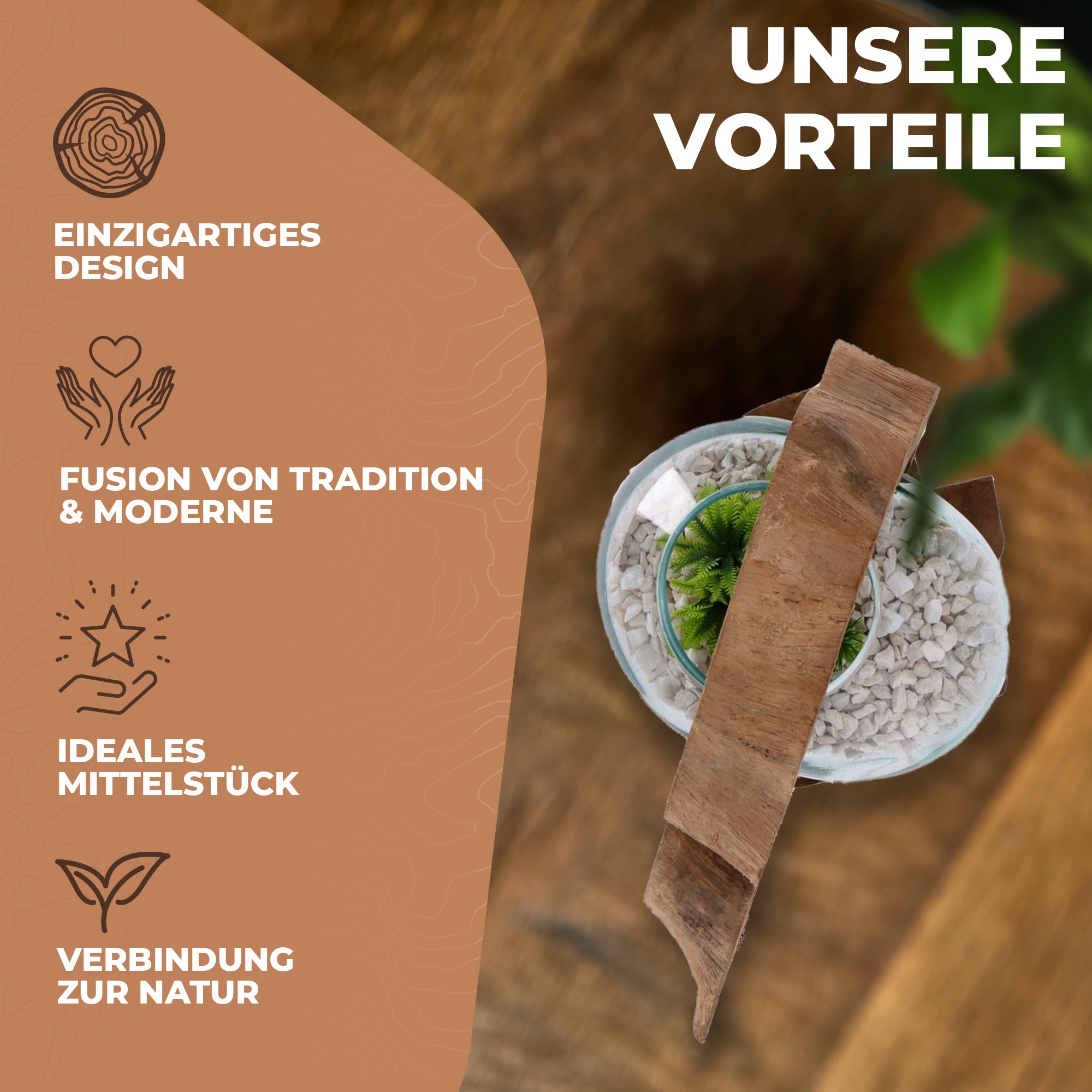 Handgefertigte Holzskulptur mit Glas – Nachhaltige Deko aus Wurzelholz | Modernes Wohnaccessoire (Kopie)