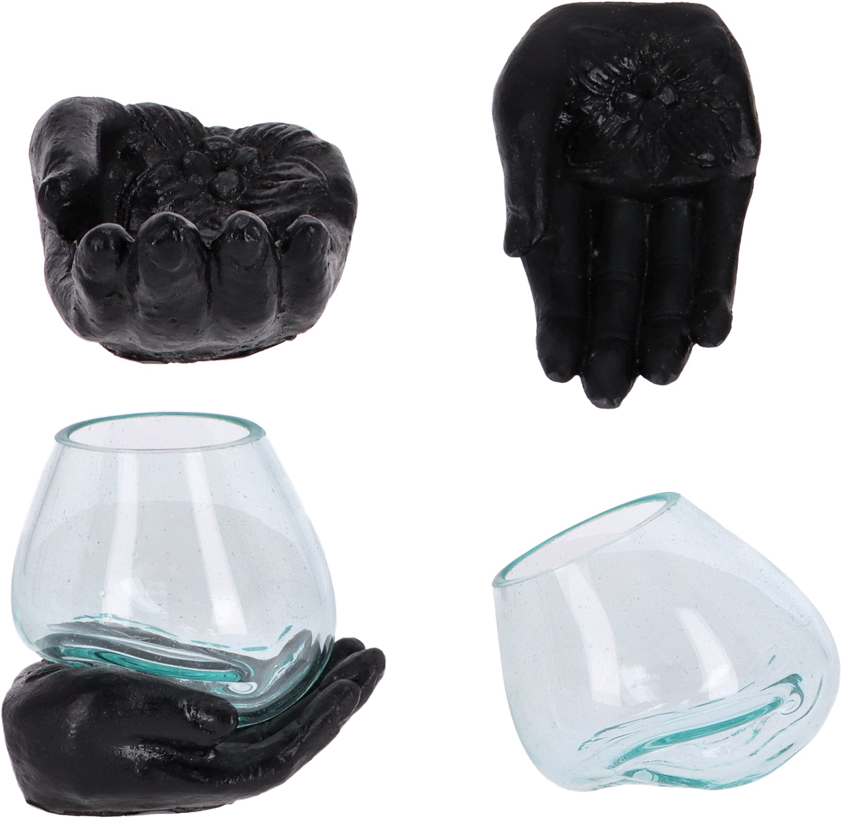 Handgefertigte Resin-Hand mit mundgeblasenem Glas – Spirituelle Deko, Teelichthalter & Meditationsobjekt (Kopie)
