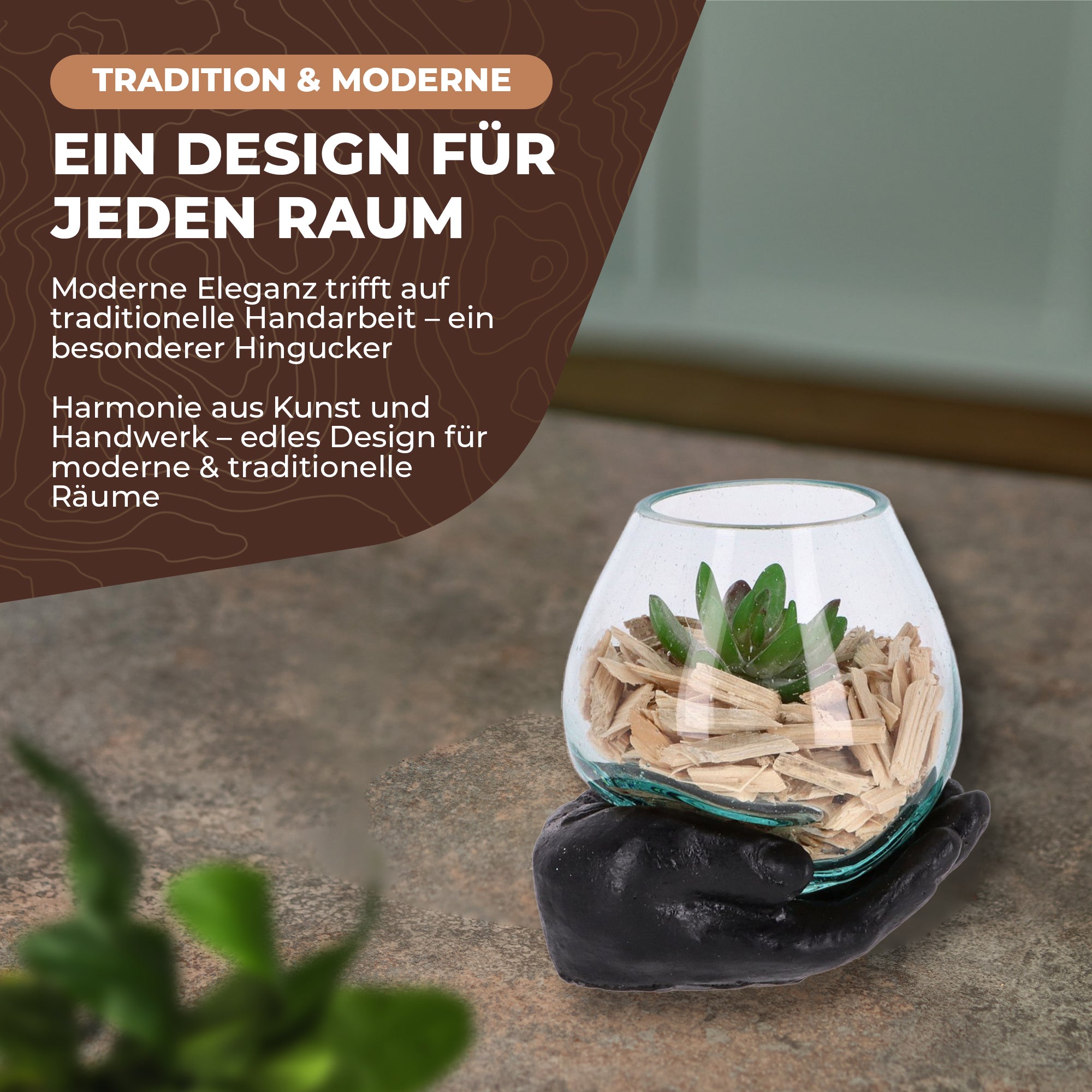 Handgefertigte Resin-Hand mit mundgeblasenem Glas – Spirituelle Deko, Teelichthalter & Meditationsobjekt (Kopie)