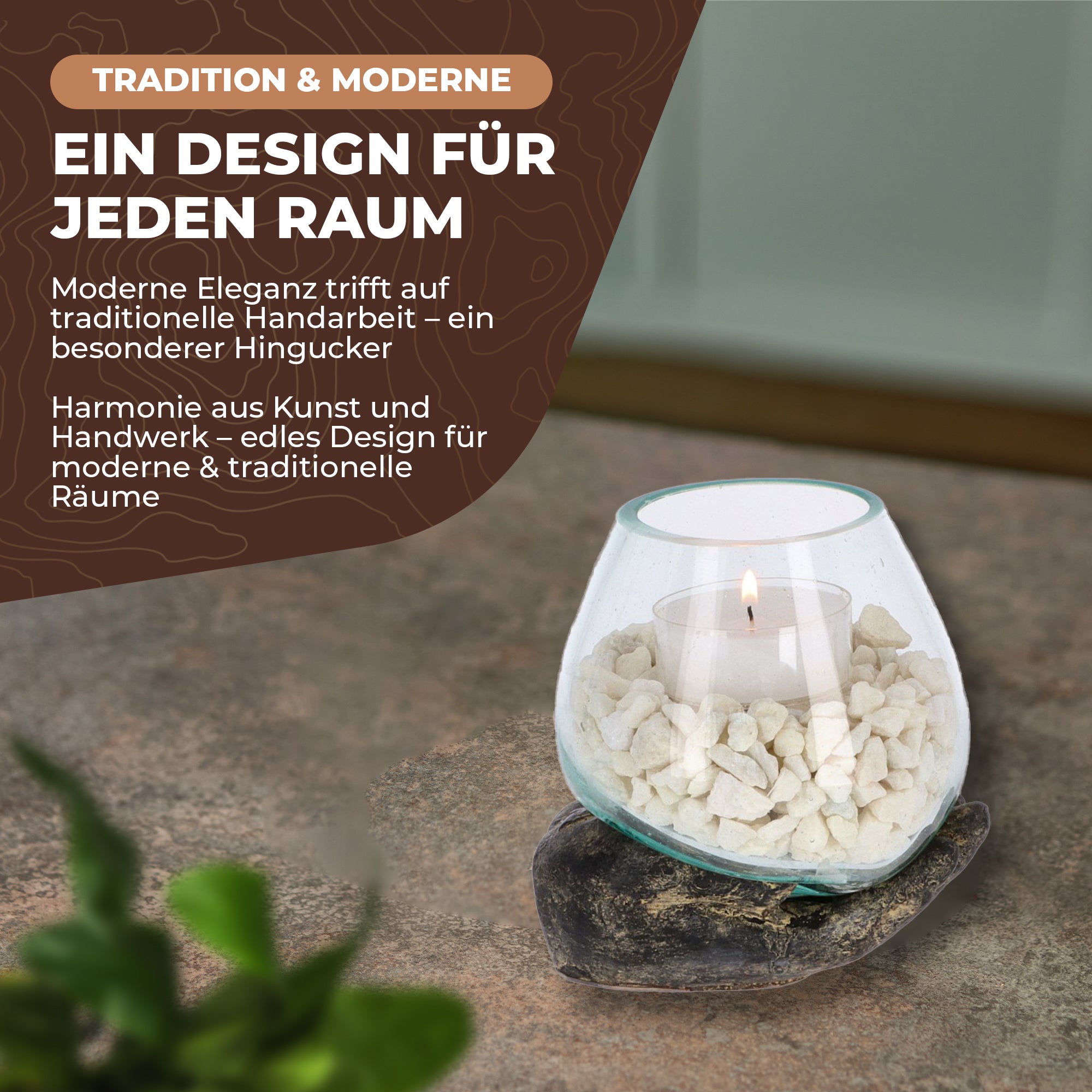 Handgefertigte Resin-Hand mit mundgeblasenem Glas – Spirituelle Deko, Teelichthalter & Meditationsobjekt