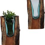 Designer-Vase aus Wurzelholz mit mundgeblasenem Glas – Handgefertigt und Nachhaltig U Vase (30cm)