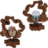 Handgefertigte Holzskulptur mit Glas – Nachhaltige Deko aus Wurzelholz | Modernes Wohnaccessoire