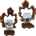 Handgefertigte Wurzelholz-Skulptur mit Glas – Natürliches Unikat als Wohnaccessoire