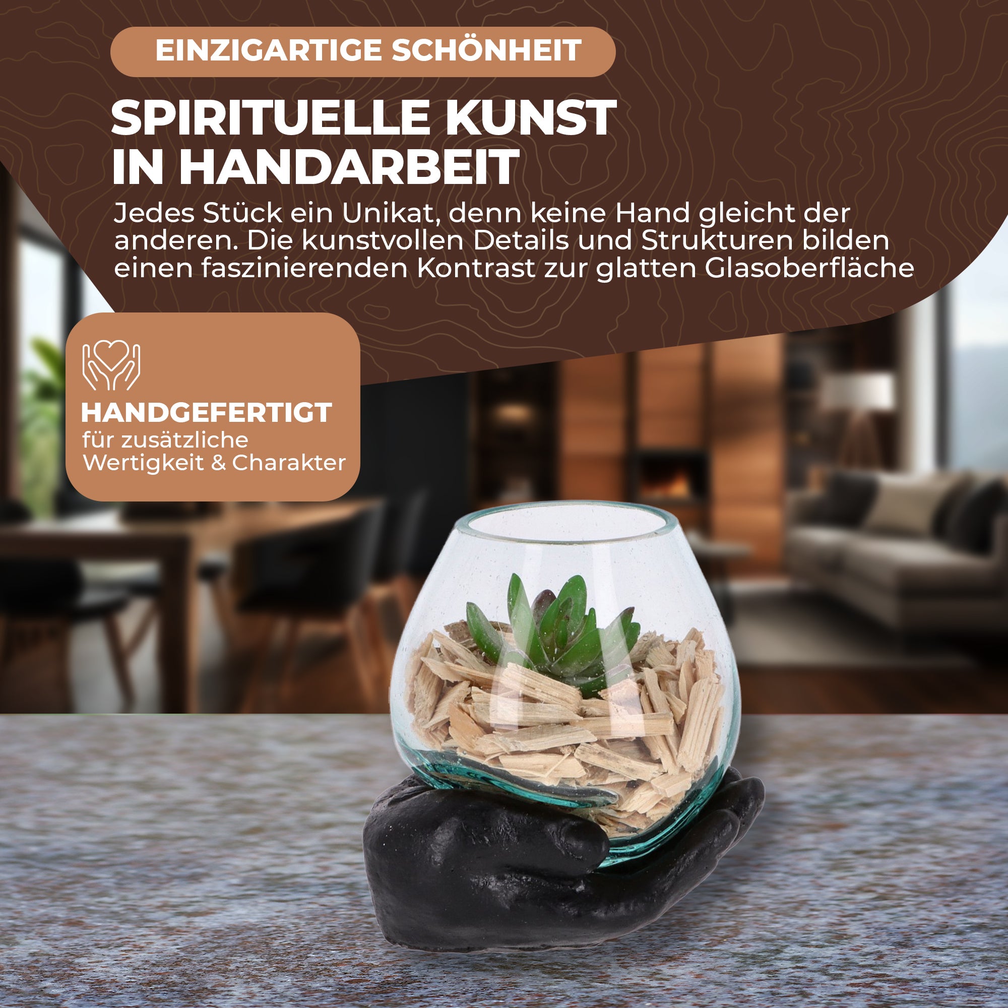 Handgefertigte Resin-Hand mit mundgeblasenem Glas – Spirituelle Deko, Teelichthalter & Meditationsobjekt (Kopie)