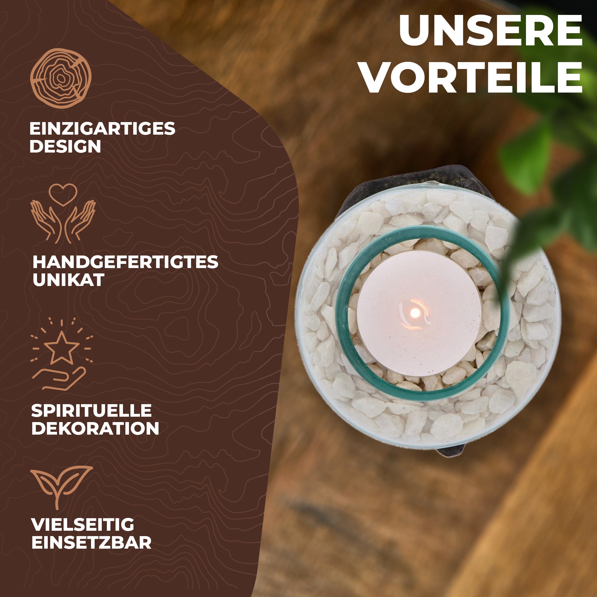 Handgefertigte Resin-Hand mit mundgeblasenem Glas – Spirituelle Deko, Teelichthalter & Meditationsobjekt